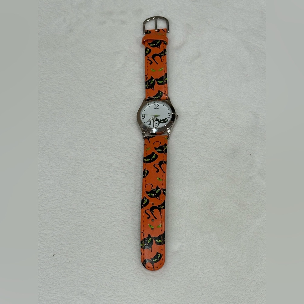 Halloween Orange Cat Print Watch